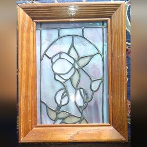 Vintage Stained Glass Hanging Pink
